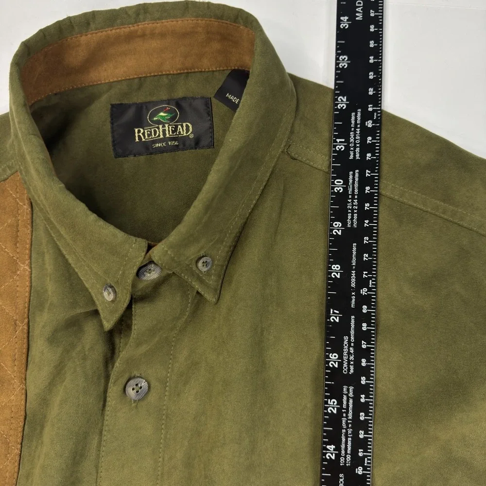 RedHead Hunting Shooting‎ Shirt Mens Size L Quilted Shoulder Patch Elbows Green